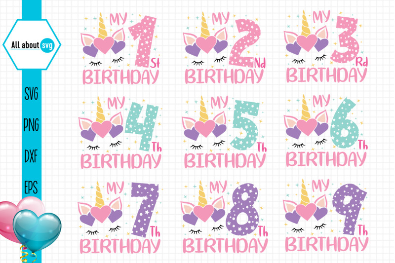 Download Unicorn Birthday Numbers Bundle Svg By All About Svg ...