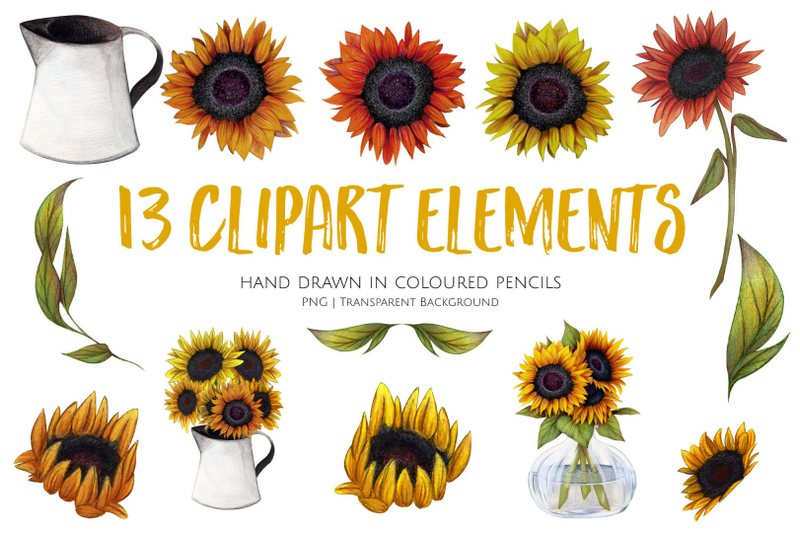 sunday-sunflowers-clipart-set