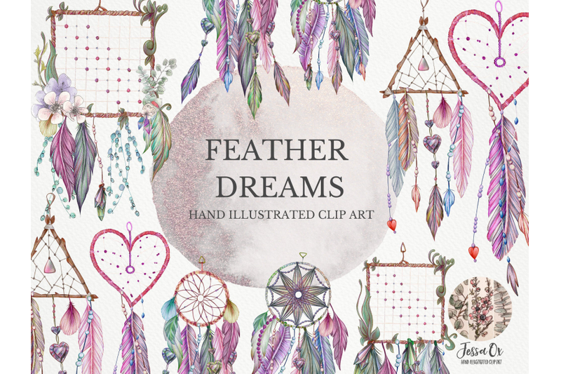 feather-dreamcatchers-clipart-set