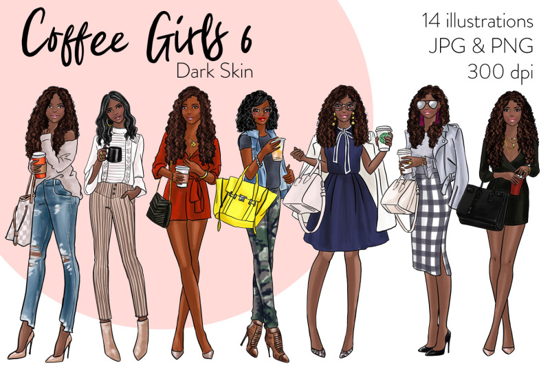 watercolor-fashion-clipart-coffee-girls-6-dark-skin