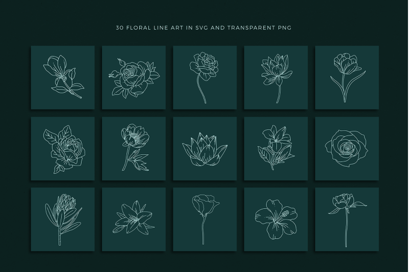 floral-logo-line-art-set