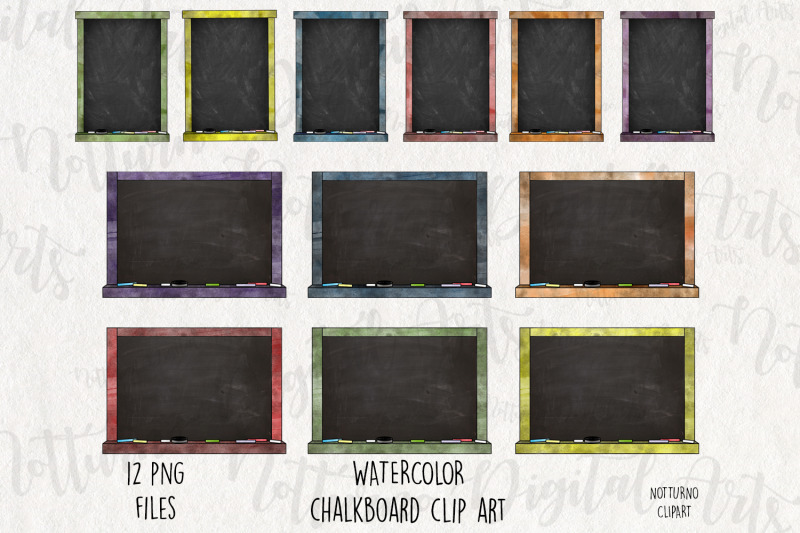 watercolor-chalkboard-frames-clipart-chalkboard-printable-set-of-12