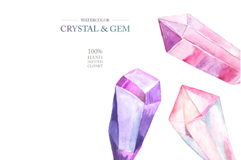 watercolor-gem-and-crystals-set