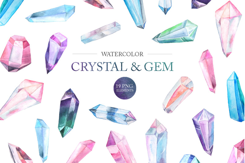 watercolor-gem-and-crystals-set