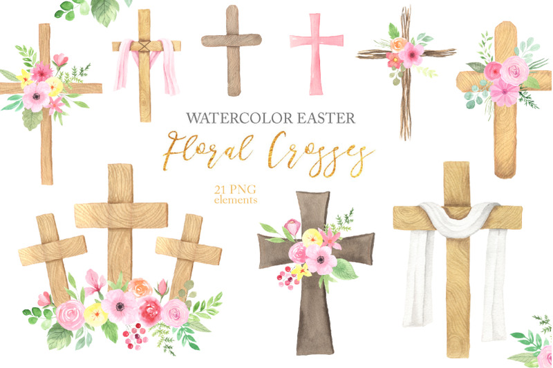 watercolor-easter-floral-crosses