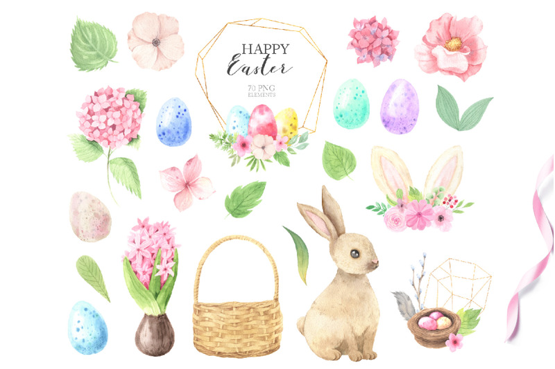 watercolor-easter-spring-bunny-set