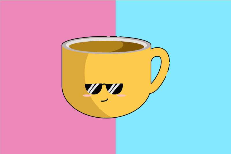 kawaii-cute-cup-coffee-with-glasses