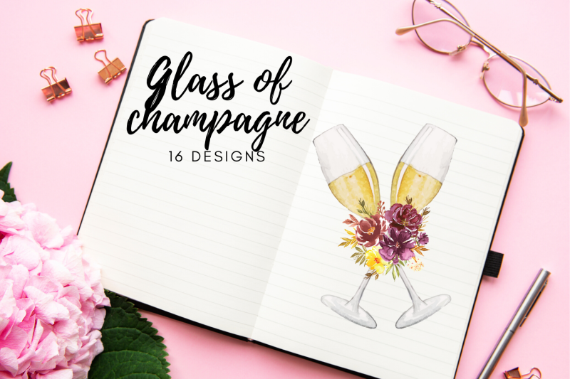 watercolor-glasses-of-champagne-wedding-glasses