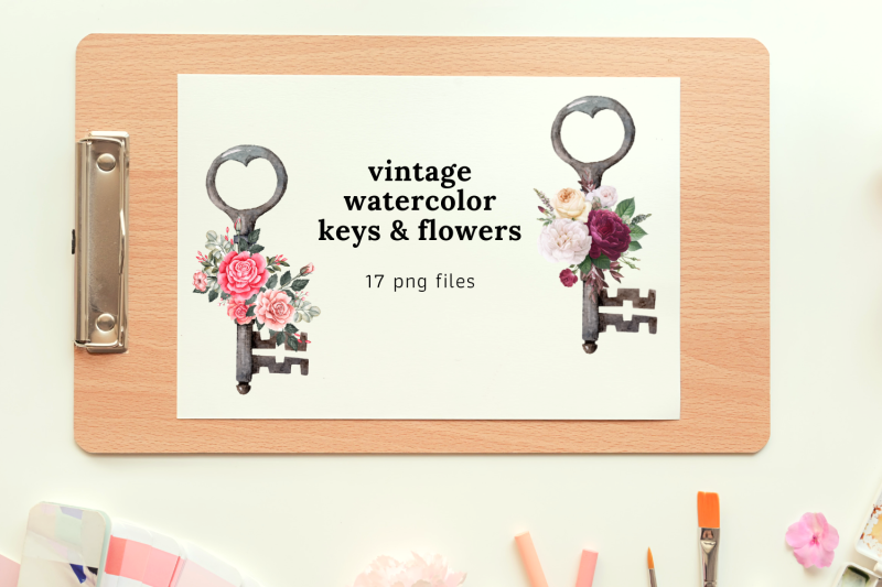 17-watercolor-boho-keys-illustrations