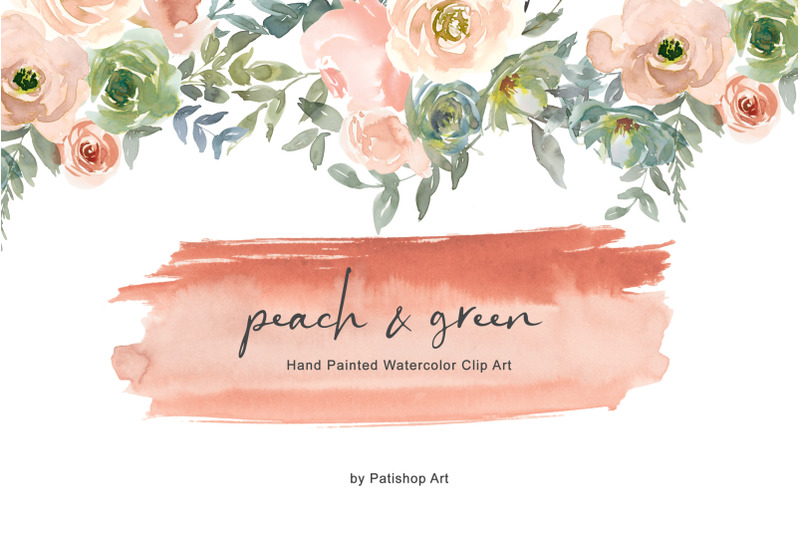 peach-amp-green-watercolor-floral-clip-art-set