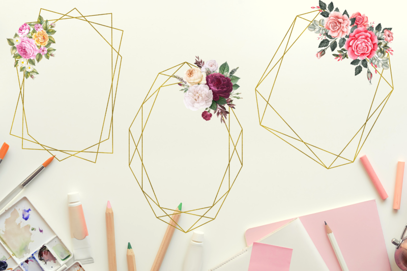 20-geometric-frames-frames-with-vintage-flowers-wedding-romantic-frames