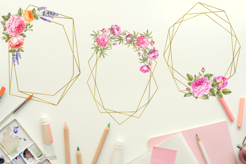 20-geometric-frames-frames-with-vintage-flowers-wedding-romantic-frames