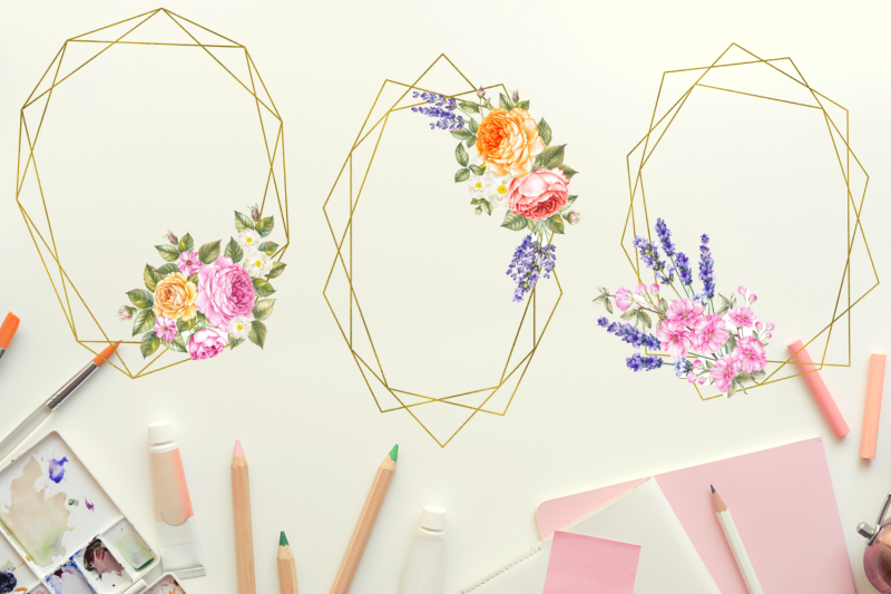 20-geometric-frames-frames-with-vintage-flowers-wedding-romantic-frames