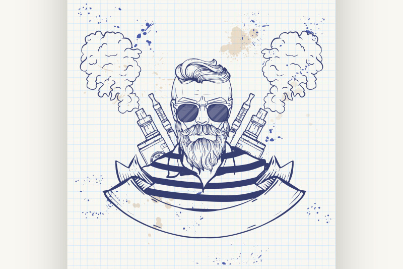 sketch-of-hipster-with-a-vaporizer-cigarette-1