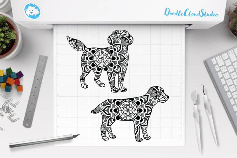 Download Dog Mandala SVG Cut Files, Dog Mandala Clipart. By Doodle ...