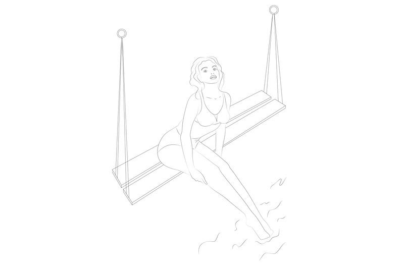 contour-vector-drawings-of-girls-summer-set