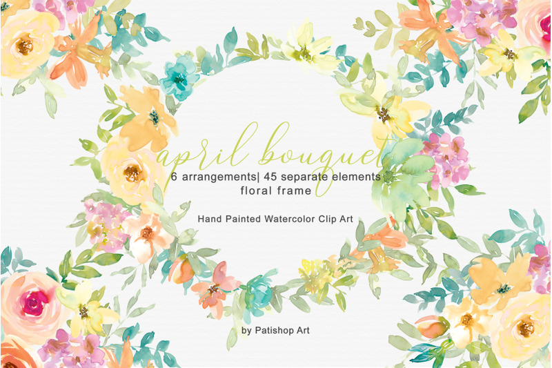 Download Pastel Spring Watercolor Floral Bouquets & Separate ...