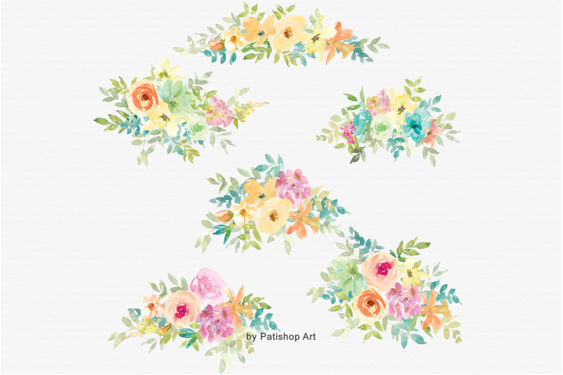 pastel-spring-watercolor-floral-bouquets-amp-separate-elements-frame