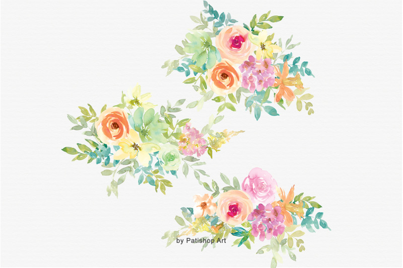 pastel-spring-watercolor-floral-bouquets-amp-separate-elements-frame