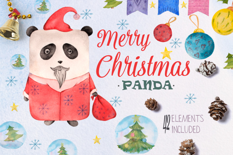 panda-christmas-watercolor-illustrations
