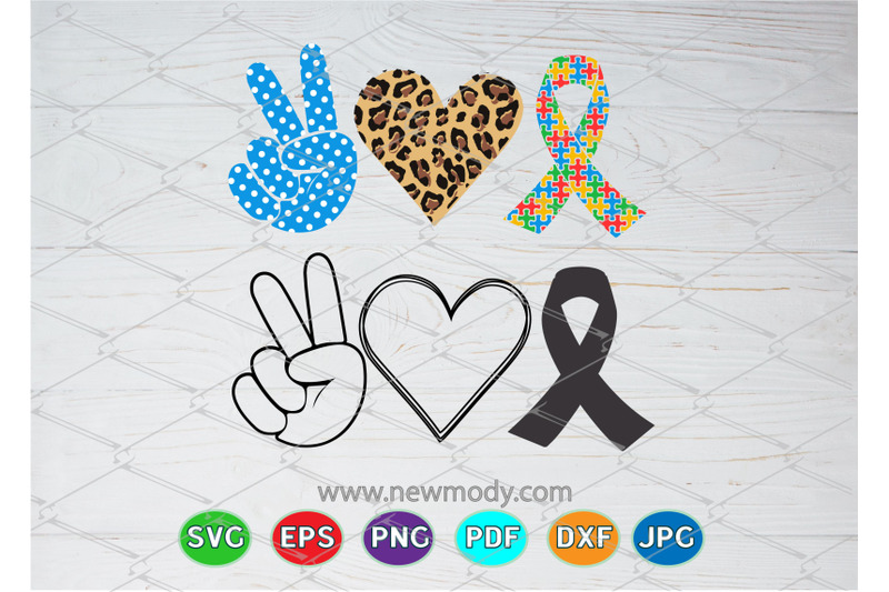 Download Peace love Autism SVG - Autism Awareness Ribbon SVG By ...