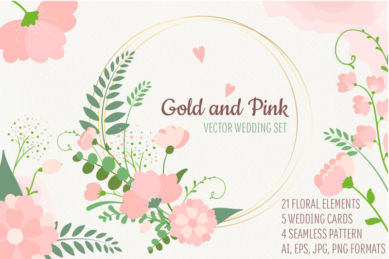 gold-amp-pink-vector-floral-set