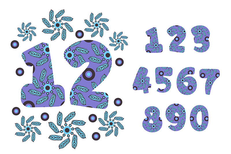 vector-cartoon-adorable-floral-numbers