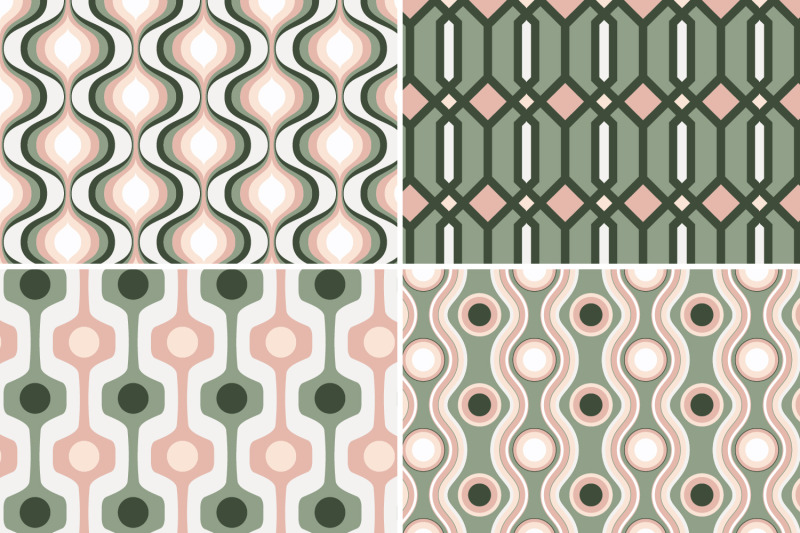 8-seamless-retro-modern-patterns-pink-amp-green-set-1