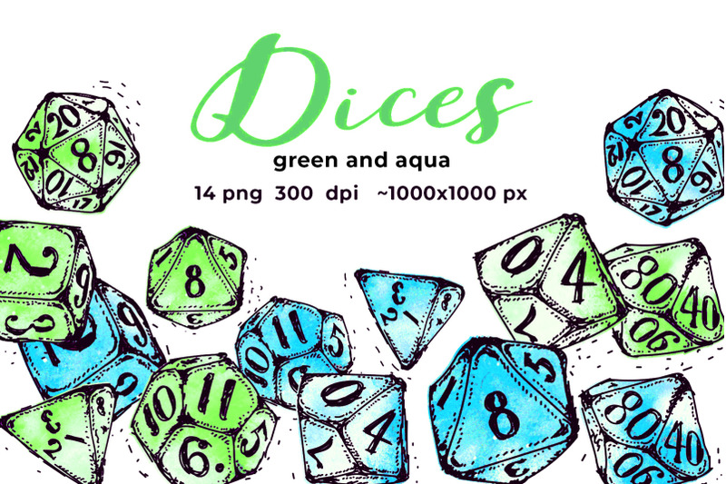 green-and-aqua-dices