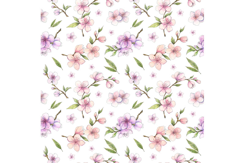 spring-cherry-almond-blossom-watercolor-seamless-pattern