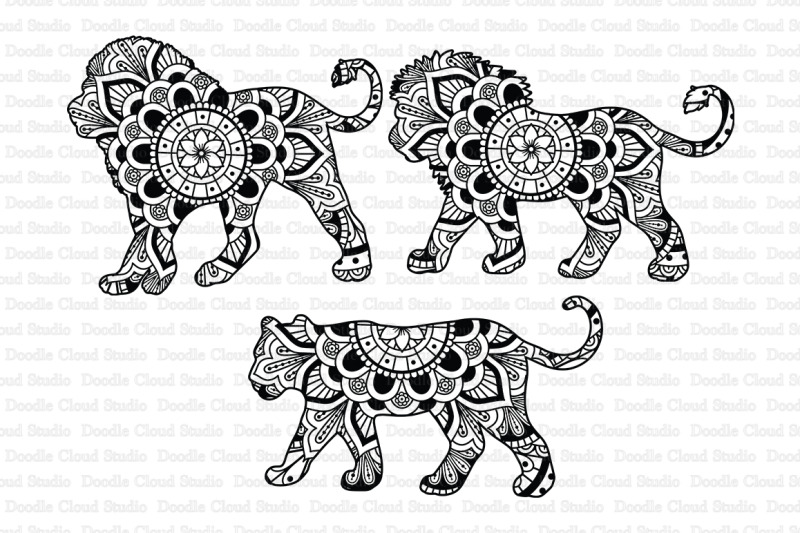 Download Lion Mandala SVG Cut Files, Lioness Mandala SVG. By Doodle ...