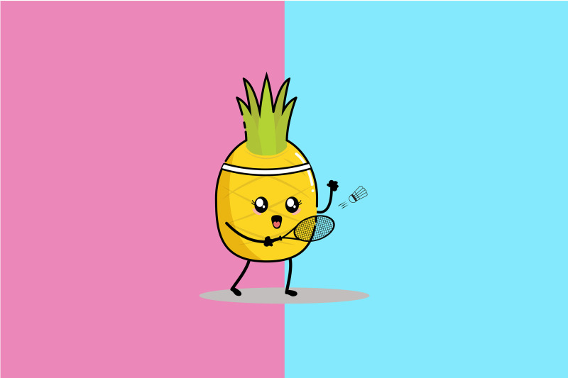 kawaii-cute-pineapple-first-serve-playing-badminton