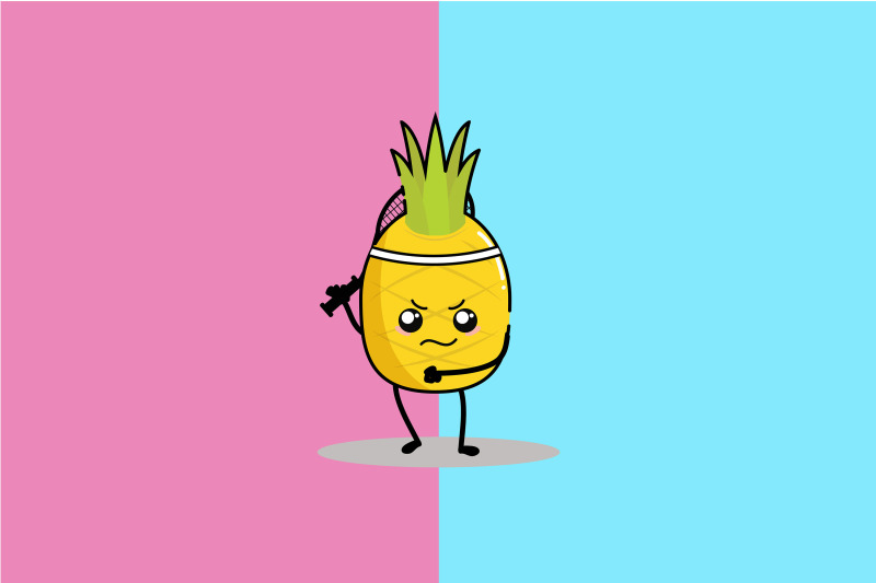 kawaii-cute-pineapple-ready-to-smash-playing-badminton