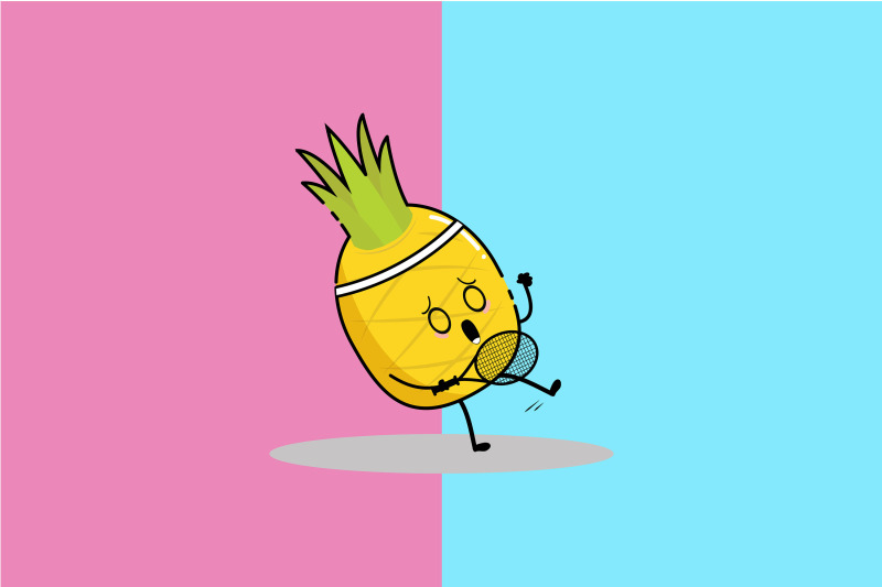 kawaii-cute-pineapple-lose-playing-badminton