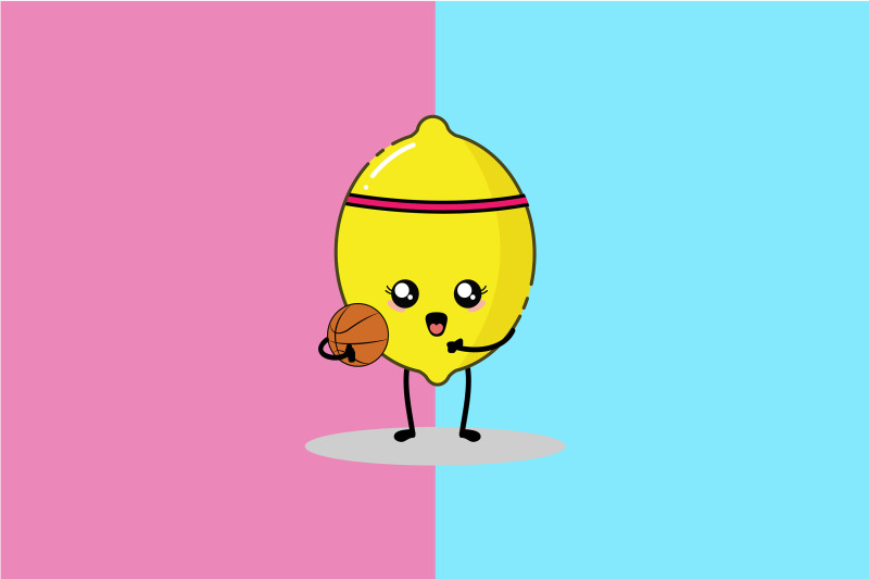 kawaii-cute-lemon-play-basketball