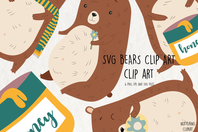 svg-woodland-bear-clip-art-set-set-of-6-digital-clipart-300-dpi