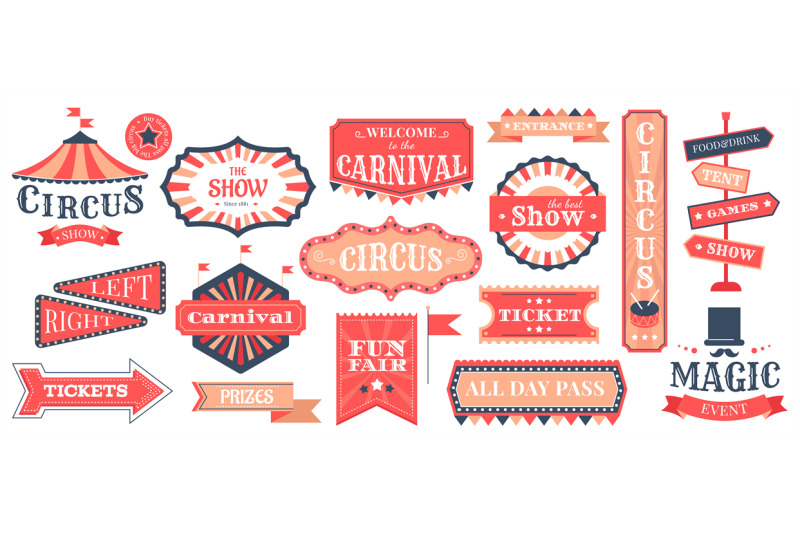 circus-event-labels-carnival-magic-show-elements-vintage-fair-frames