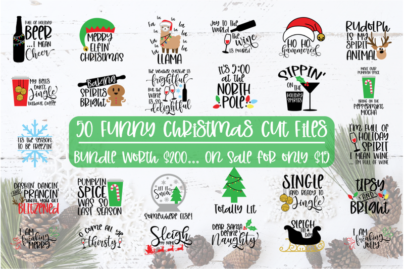 50 Funny Christmas Designs By DIYxe | TheHungryJPEG.com