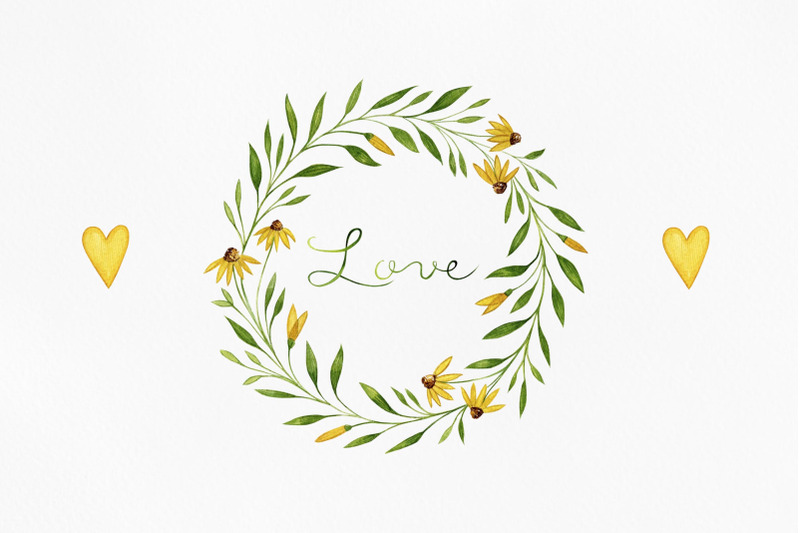 floral-wedding-illustration-set-yellow-flowers-illustration