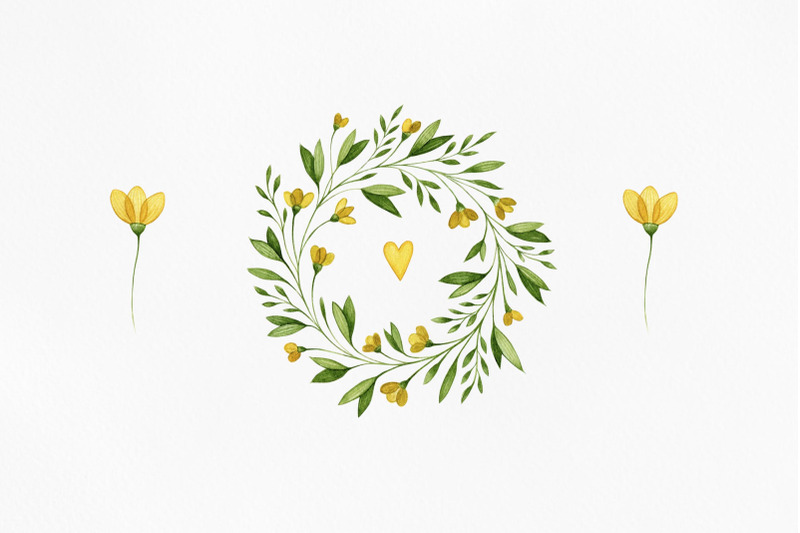 floral-wedding-illustration-set-yellow-flowers-illustration