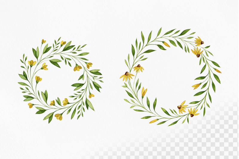 floral-wedding-illustration-set-yellow-flowers-illustration