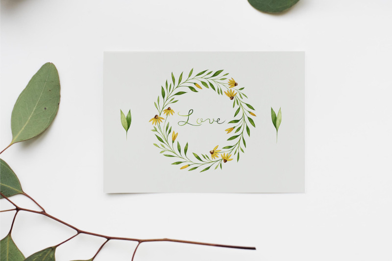 floral-wedding-illustration-set-yellow-flowers-illustration