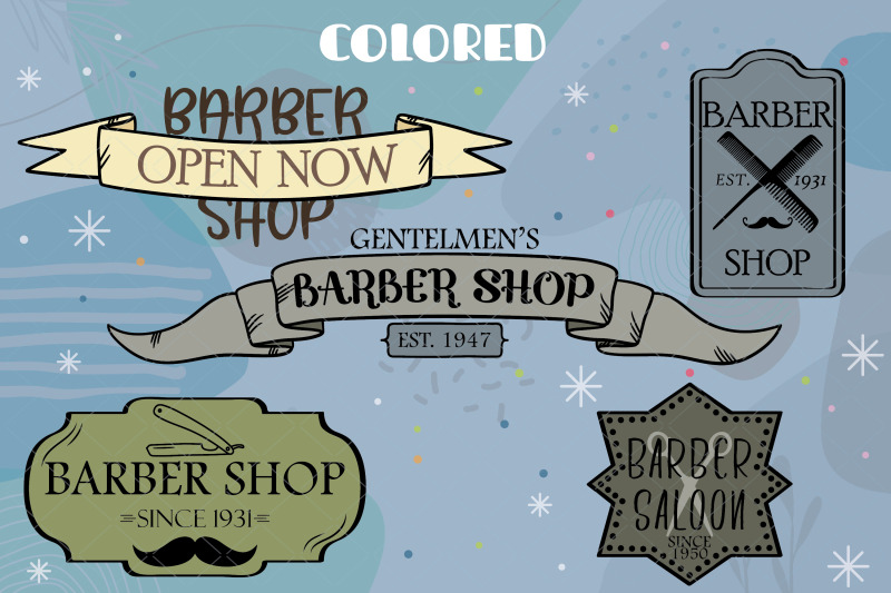 Colored Barber Logos | Retro Barber Sign | Vintage Hair Salon By
