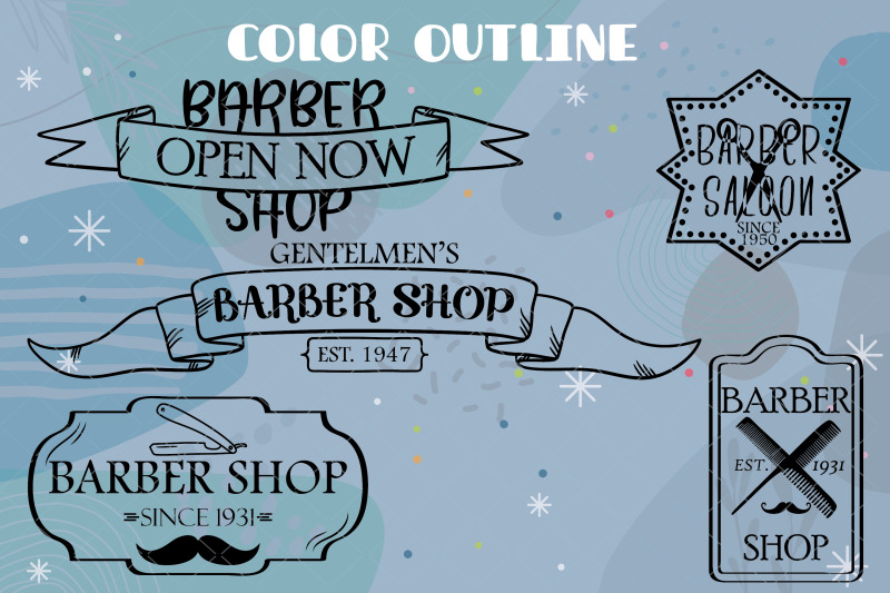 Colored Barber Logos | Retro Barber Sign | Vintage Hair Salon By