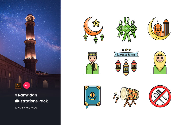 9-ramadan-mubarak-illustrations-pack