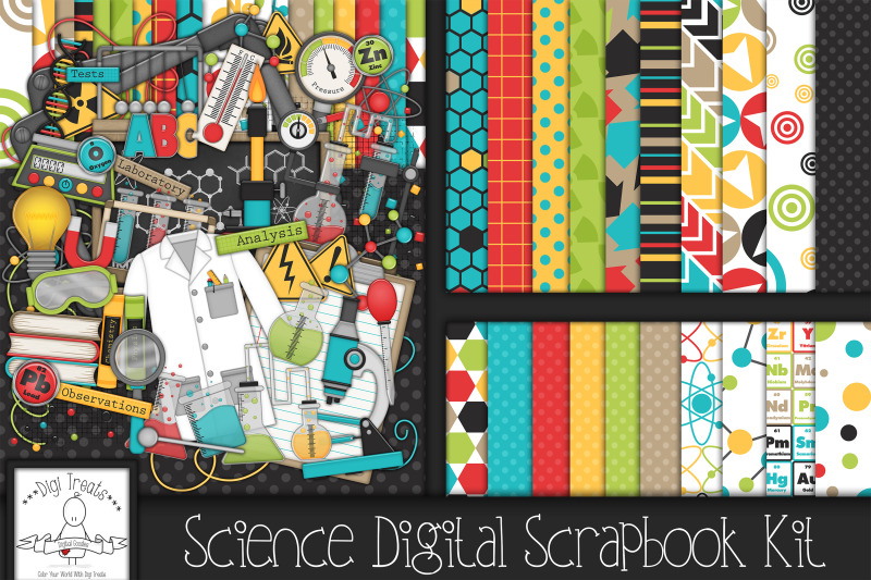 science-digital-scrapbook-kit