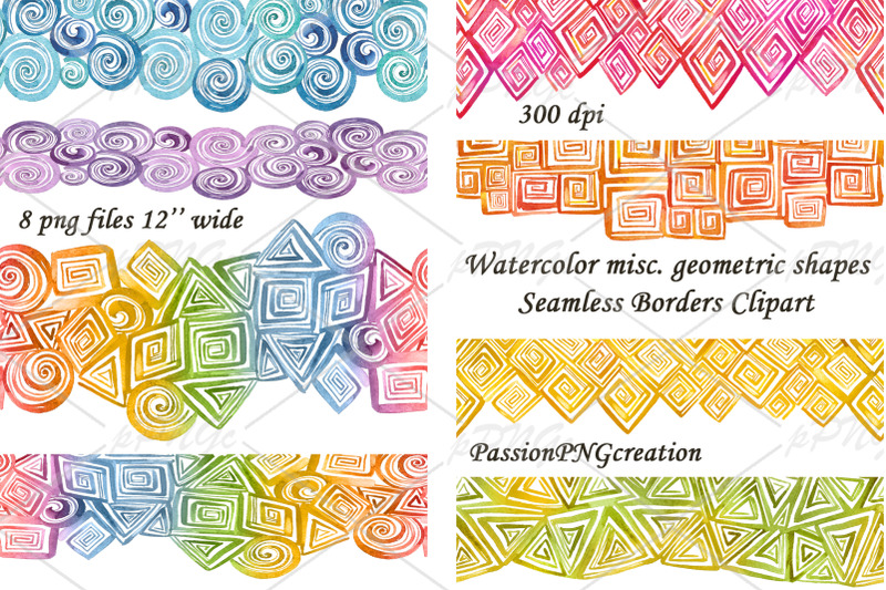 watercolor-misc-geometric-shapes-seamless-borders-clipart