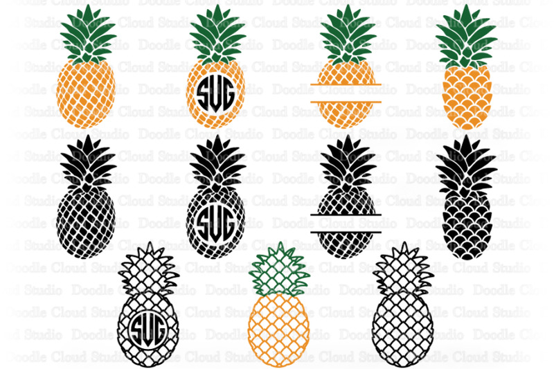 Download Pineapple SVG, Pineapples Monogram SVG,Pineapple Clipart, Summer. By Doodle Cloud Studio ...