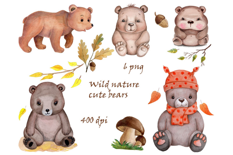 watercolor-cartoon-wild-nature-bears