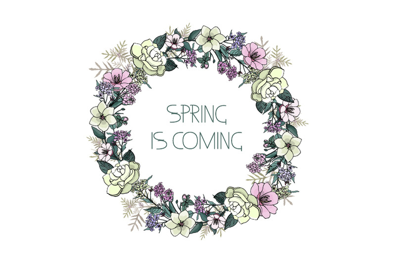 spring-floral-round-frame